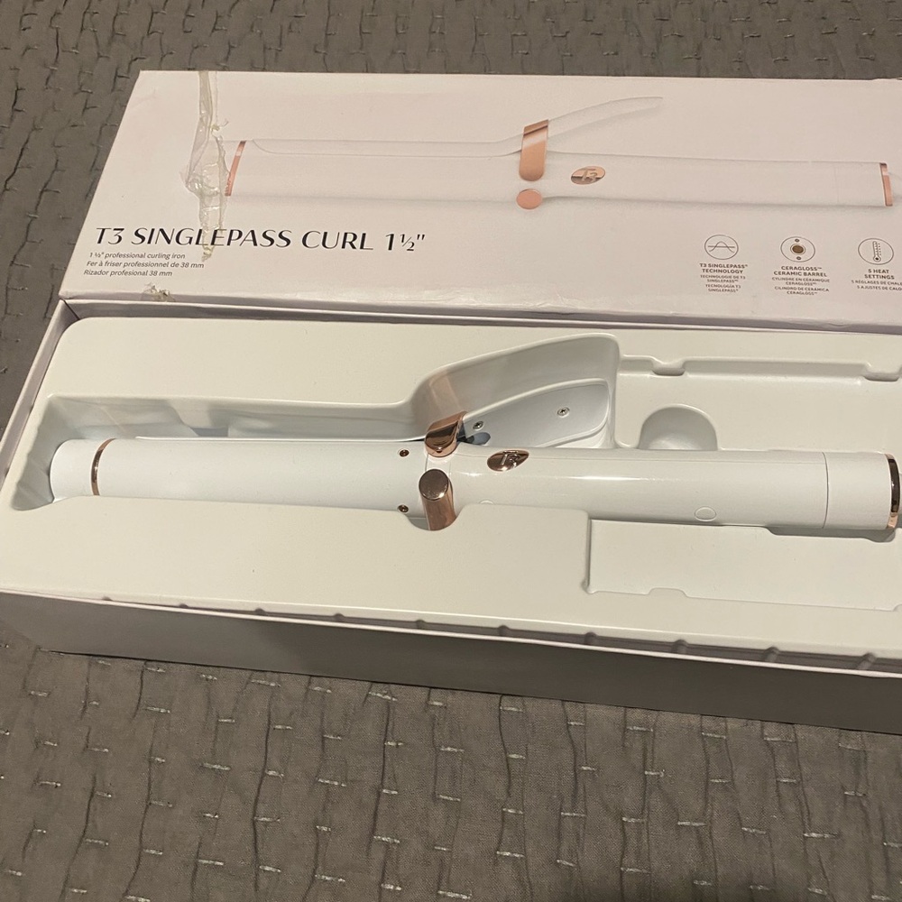 T3 SinglePass Curl 1.25" - White and Rose Gold